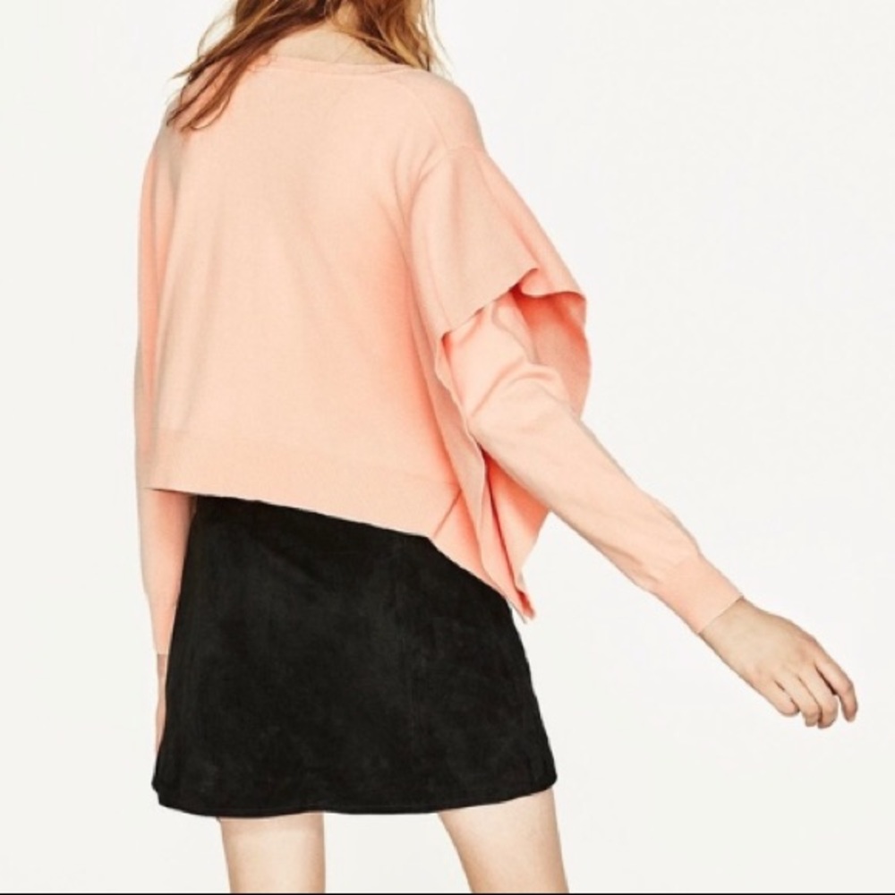 🆕 Zara Side Frill Knit Side Frill Cropped Sweater - Picture 4 of 8